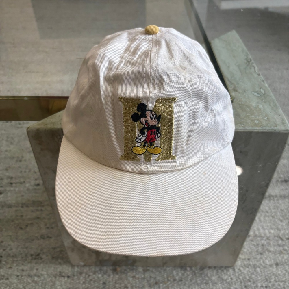 Disney Mickey Unlimited Hat Unisex OSFM White Fair Vintage Embroidered Cap